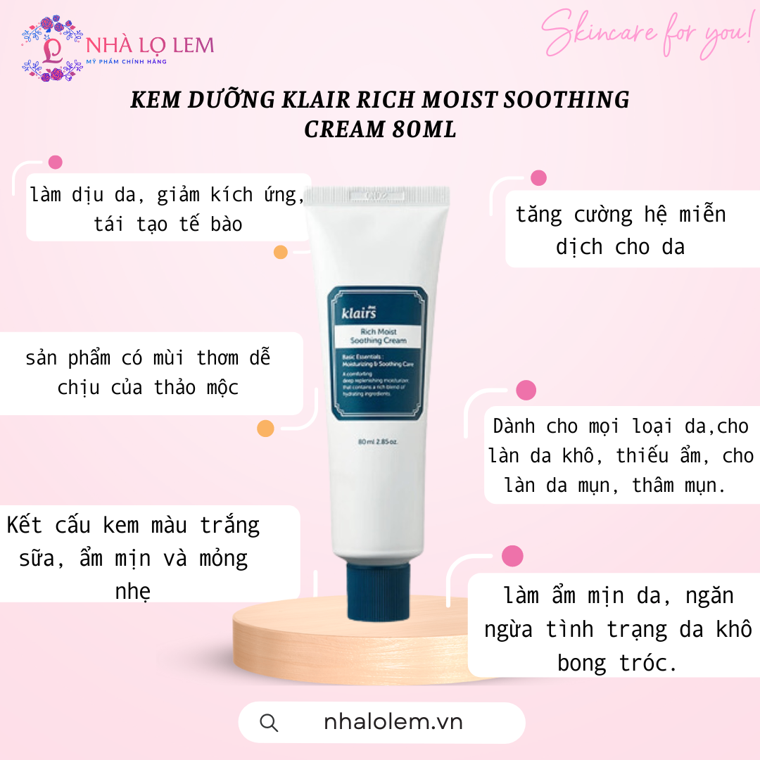 Kem dưỡng KLAIR rich moist Soothing cream 80ml