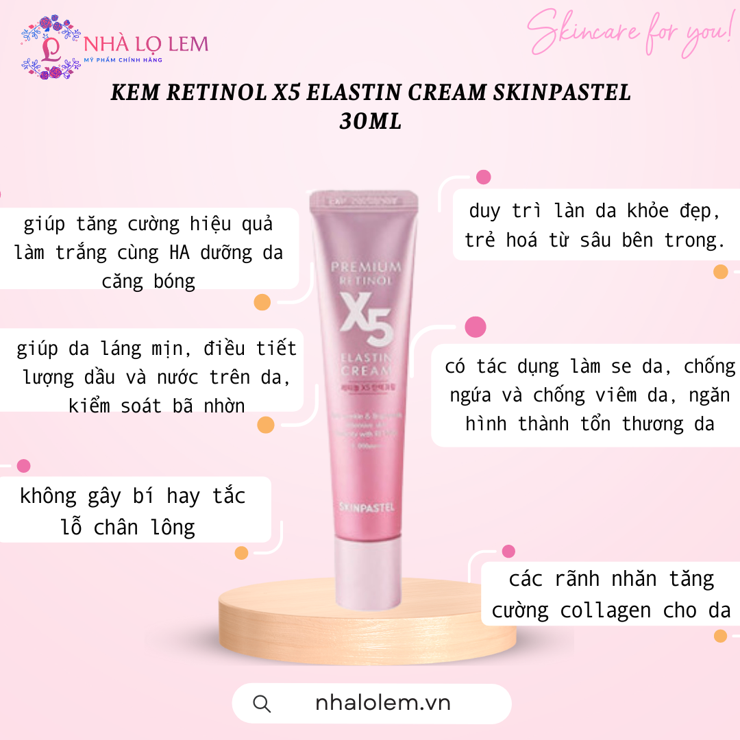 Kem RETINOL X5 ELASTIN CREAM SKINPASTEL 30ml