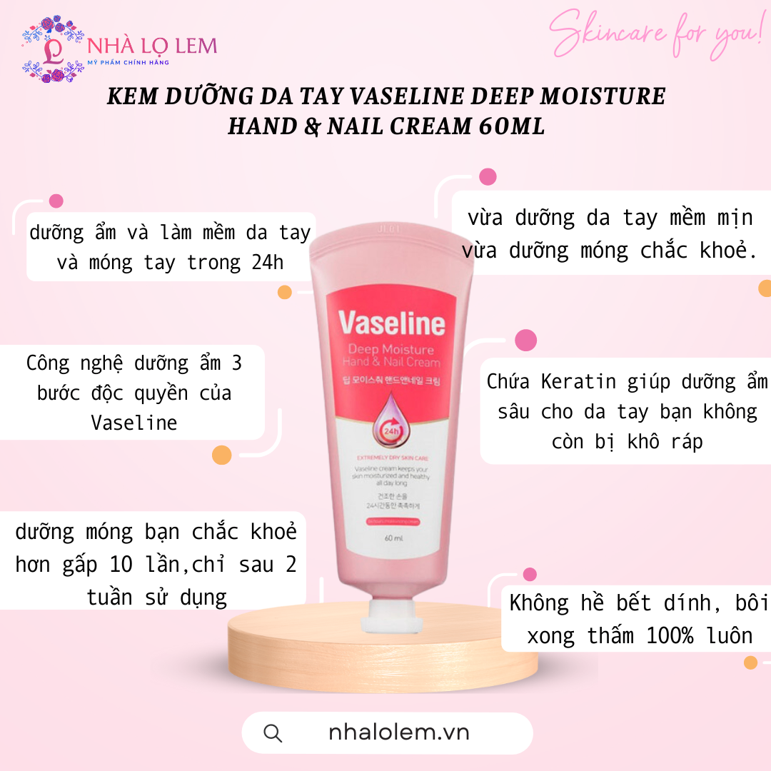 Kem dưỡng da tay Vaseline Deep Moisture Hand & Nail Cream 60ml