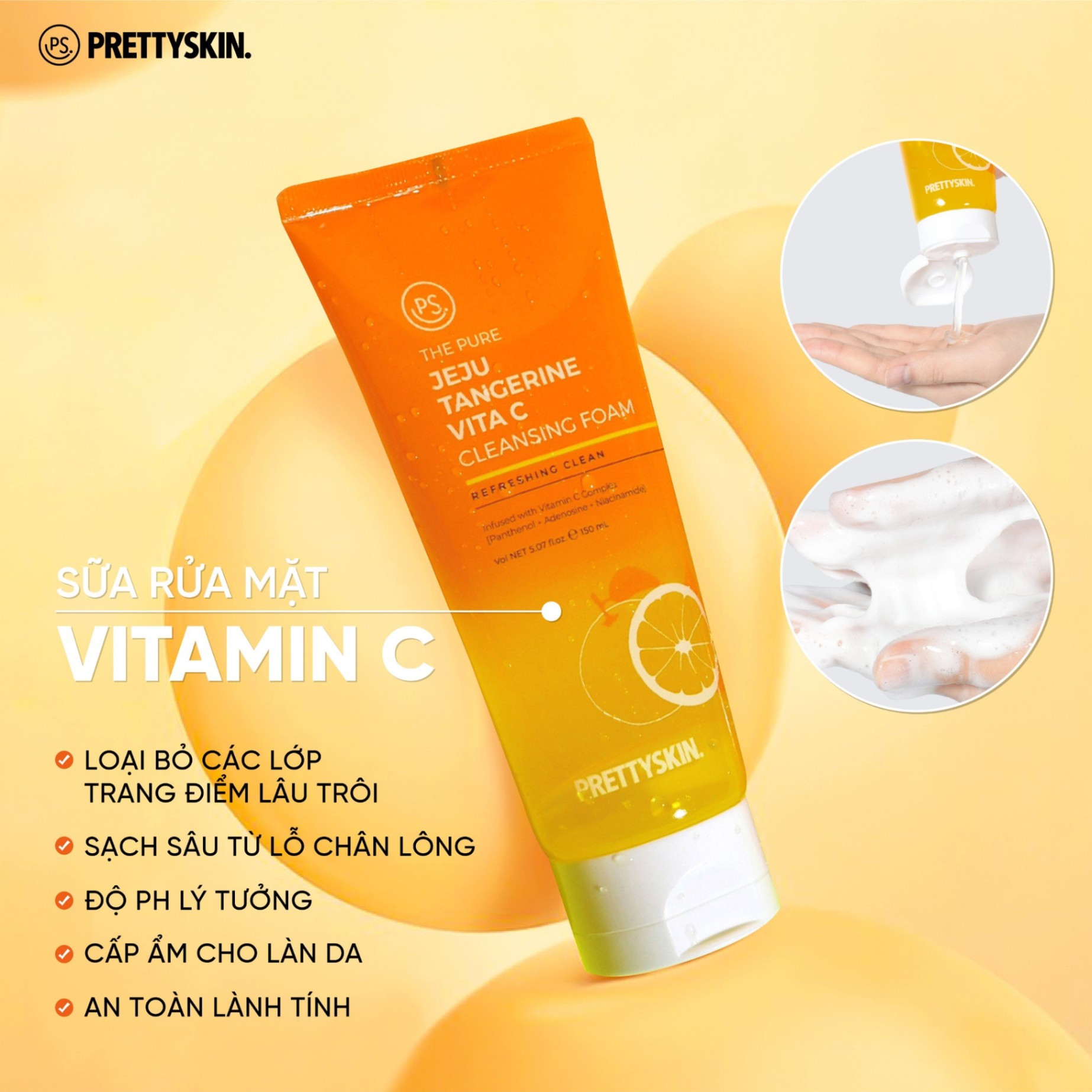 Sữa rửa mặt PRETTYSKIN - VITA C