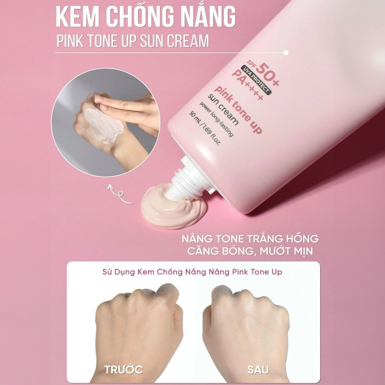 Kem chống nắng PRETTYSKIN 50ml - PINK TONE UP