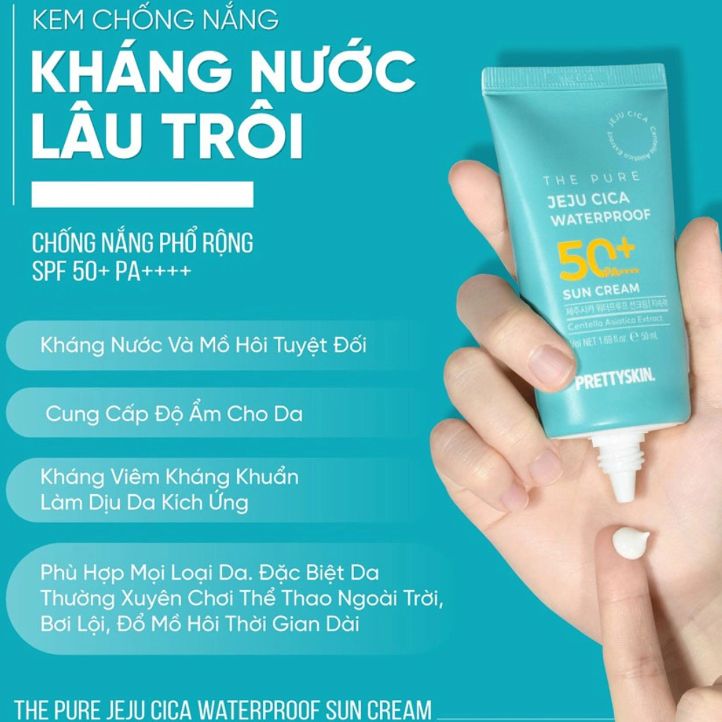 Kem chống nắng PRETTYSKIN 50ml - The Pure Cica Waterproof