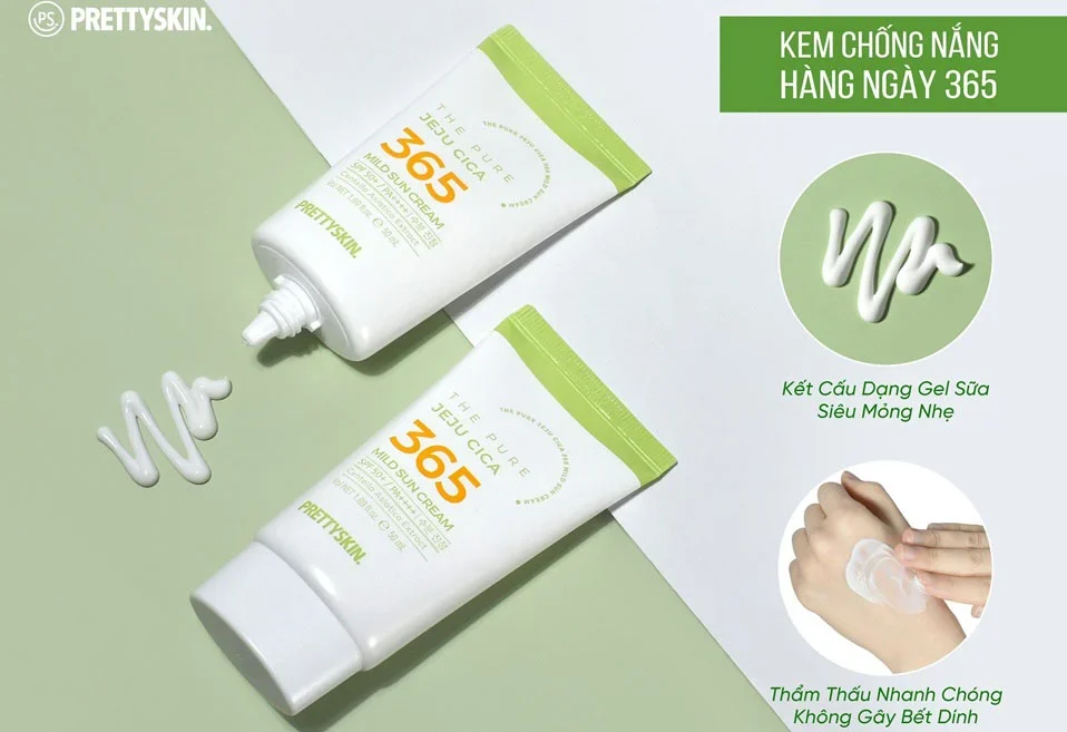 Kem chống nắng PRETTYSKIN The Pure Jeju Cica 365 Mild