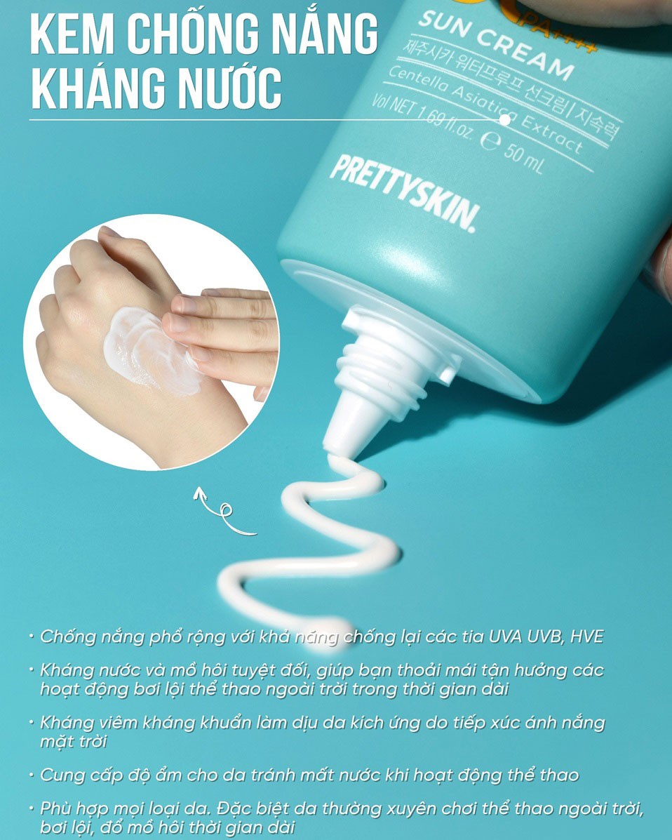 Kem chống nắng PRETTYSKIN 50ml - The Pure Cica Waterproof