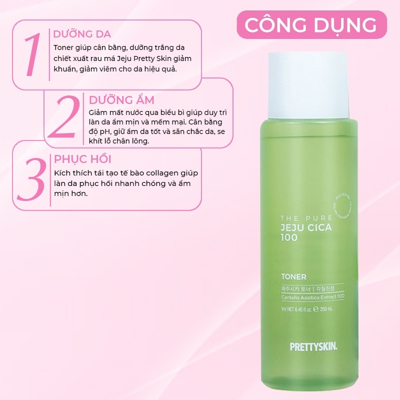 Nước hoa hồng PRETTYSKIN - The Pure Jeju Cica 250ml