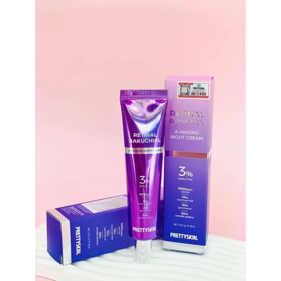 KEM DƯỠNG PRETTYSKIN RETINAL BAKUCHIOL A-MAZING NIGHT CREAM TÁI TẠO PHỤC HỒI TRẺ HÓA LÀN DA