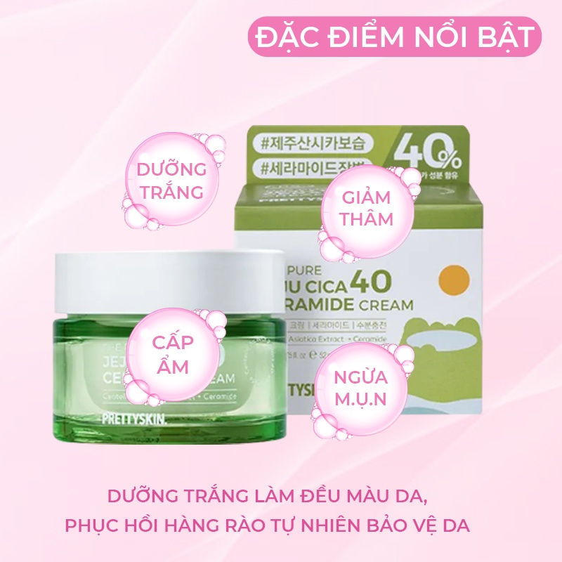 Kem dưỡng PRETTYSKIN The Pure Jeju Cica 40 Ceramide