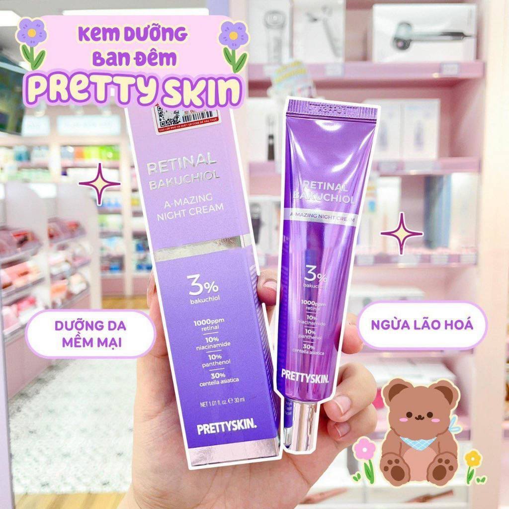 KEM DƯỠNG PRETTYSKIN RETINAL BAKUCHIOL A-MAZING NIGHT CREAM TÁI TẠO PHỤC HỒI TRẺ HÓA LÀN DA