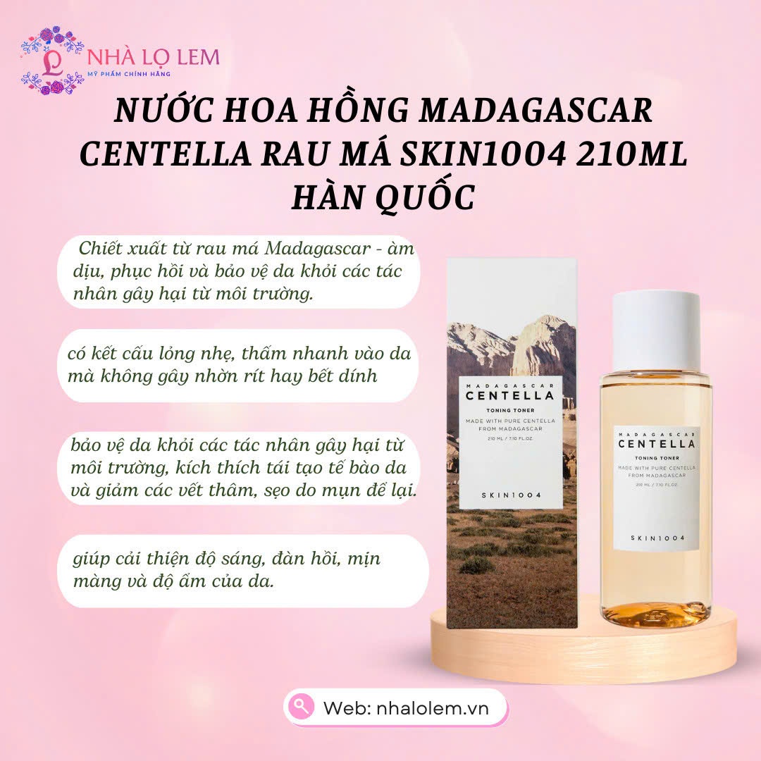 Nước hoa hồng Madagascar centella rau má Skin1004 210ml Hàn Quốc