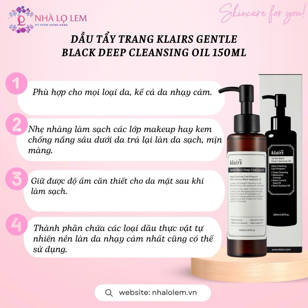 Dầu Tẩy Trang Klairs Gentle Black Deep Cleansing Oil 150ml