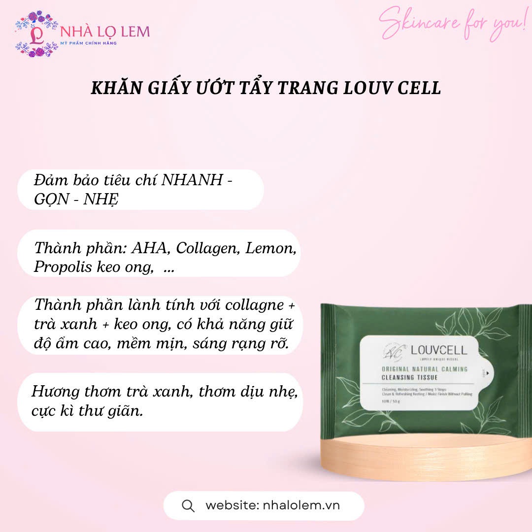 Khăn giấy ướt tẩy trang louv cell