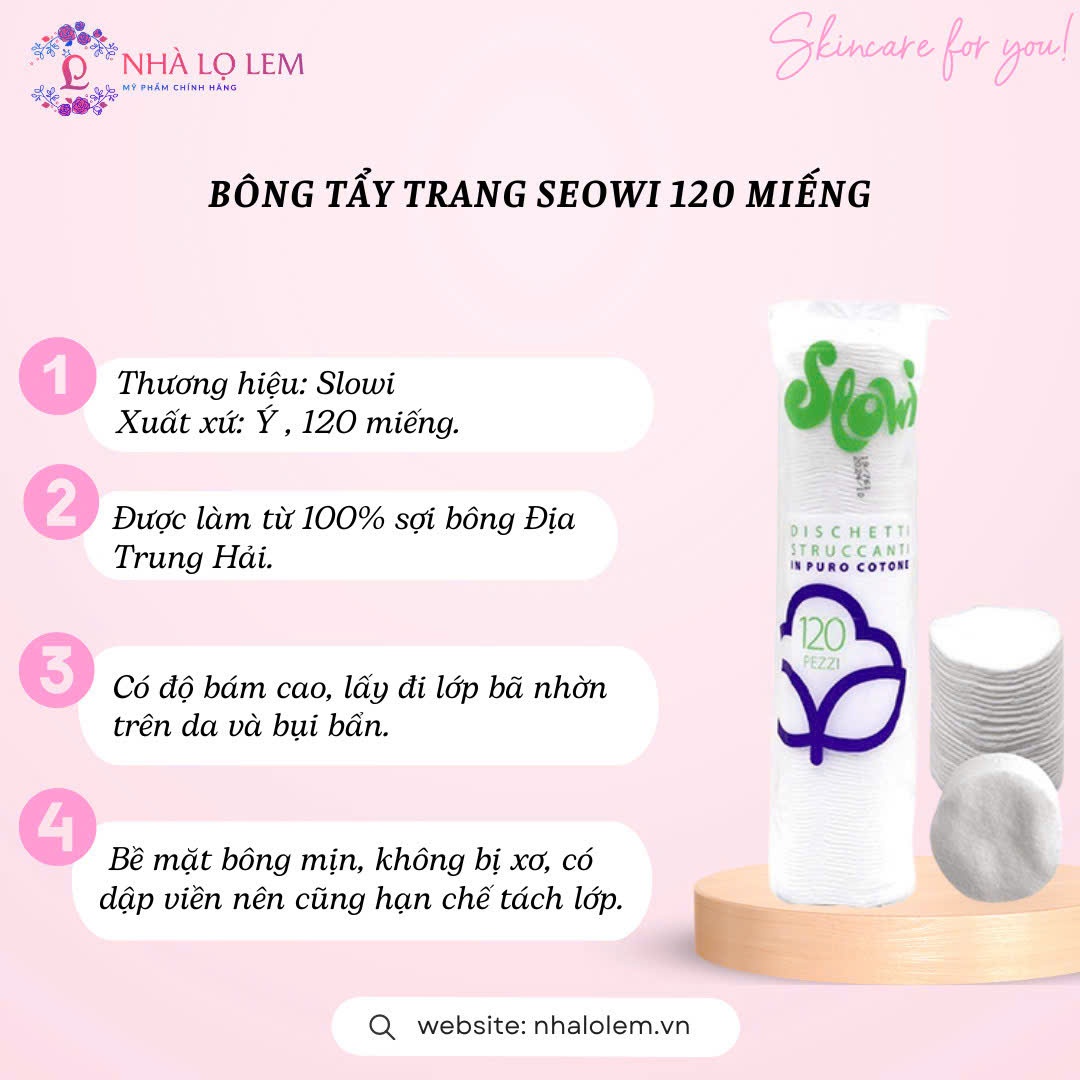 Bông tẩy trang Seowi 120 miếng (Mới)