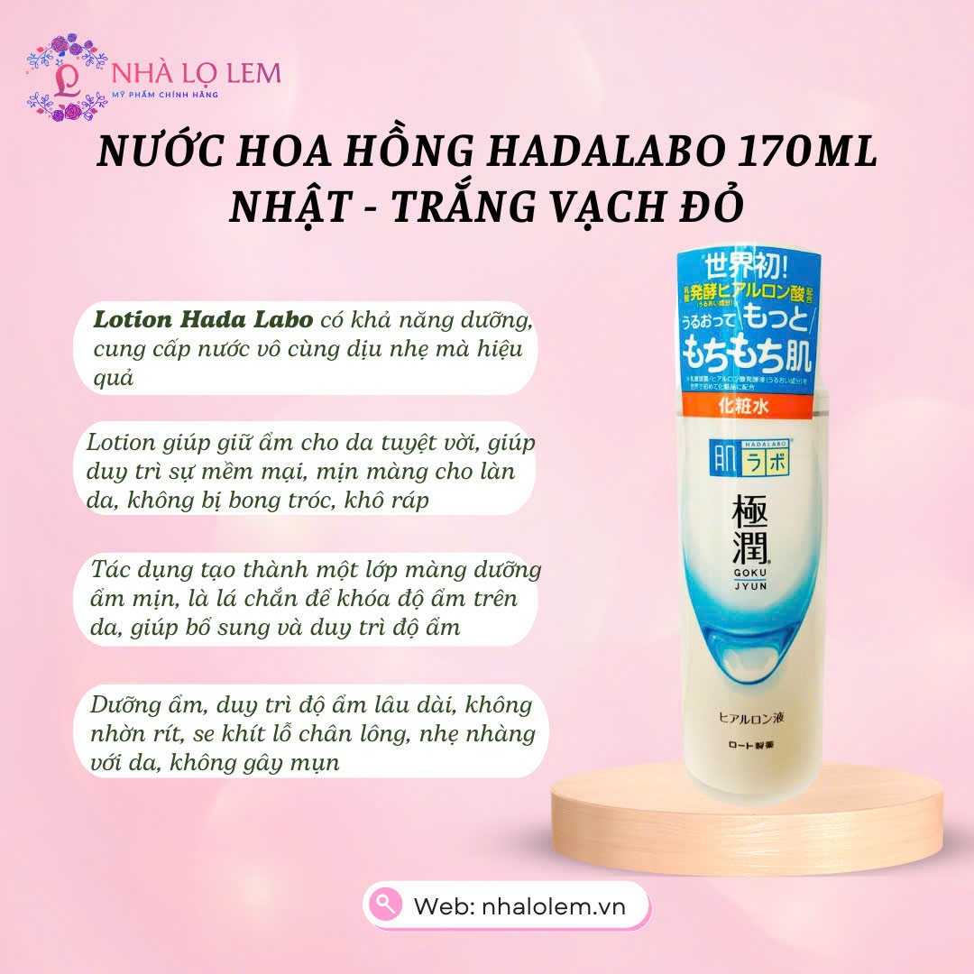 Nước hoa hồng hadalabo 170ml Nhật - Trắng vạch đỏ