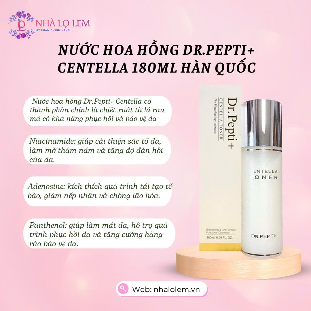 Nước hoa hồng Dr.Pepti+ Centella 180ml Hàn Quốc