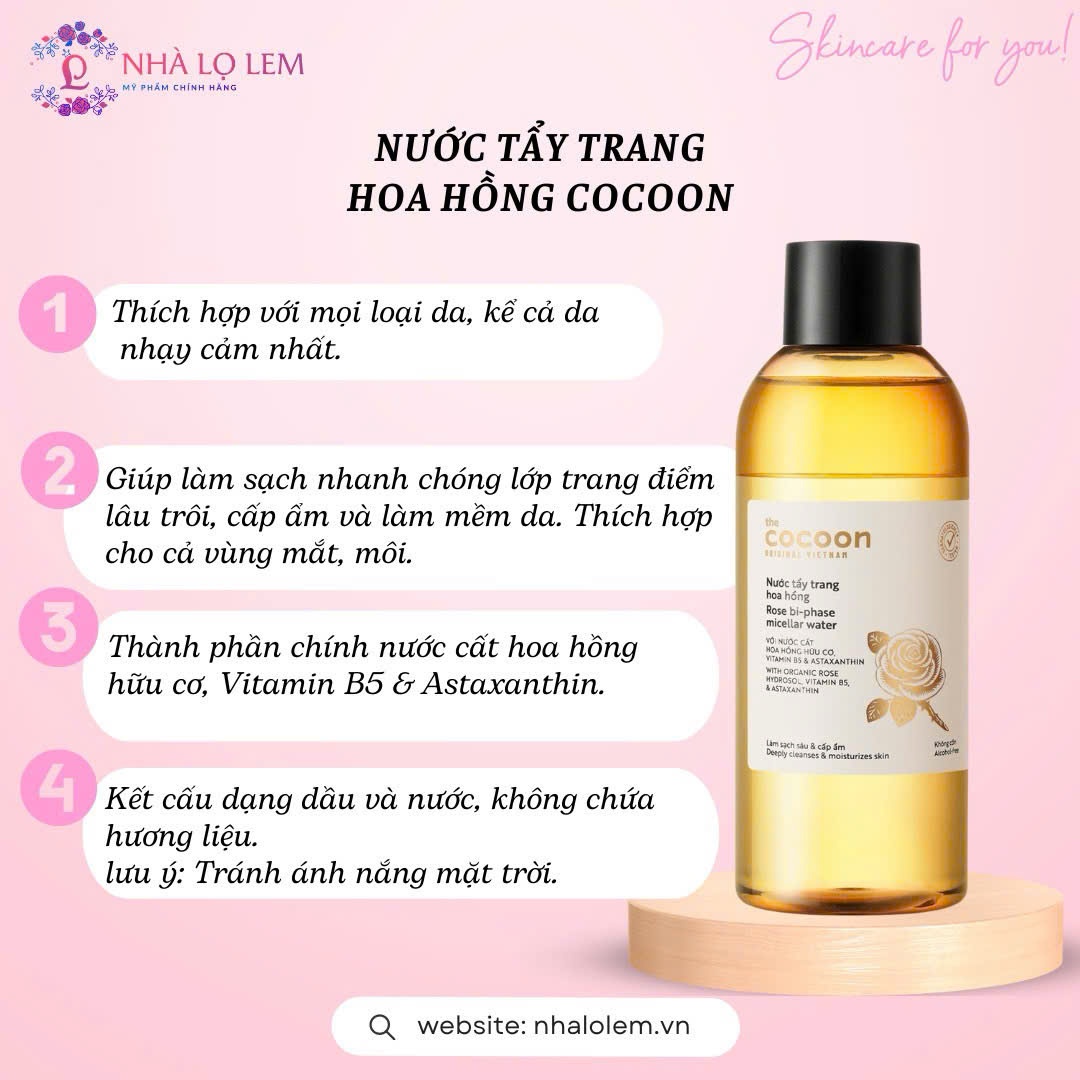 Nước Tẩy Trang Hoa Hồng CoCoon (Mới)