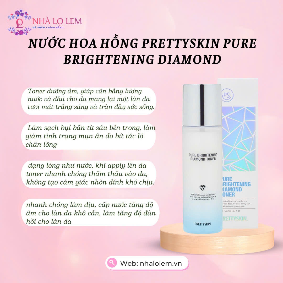 Nước hoa hồng PRETTYSKIN Pure Brightening Diamond