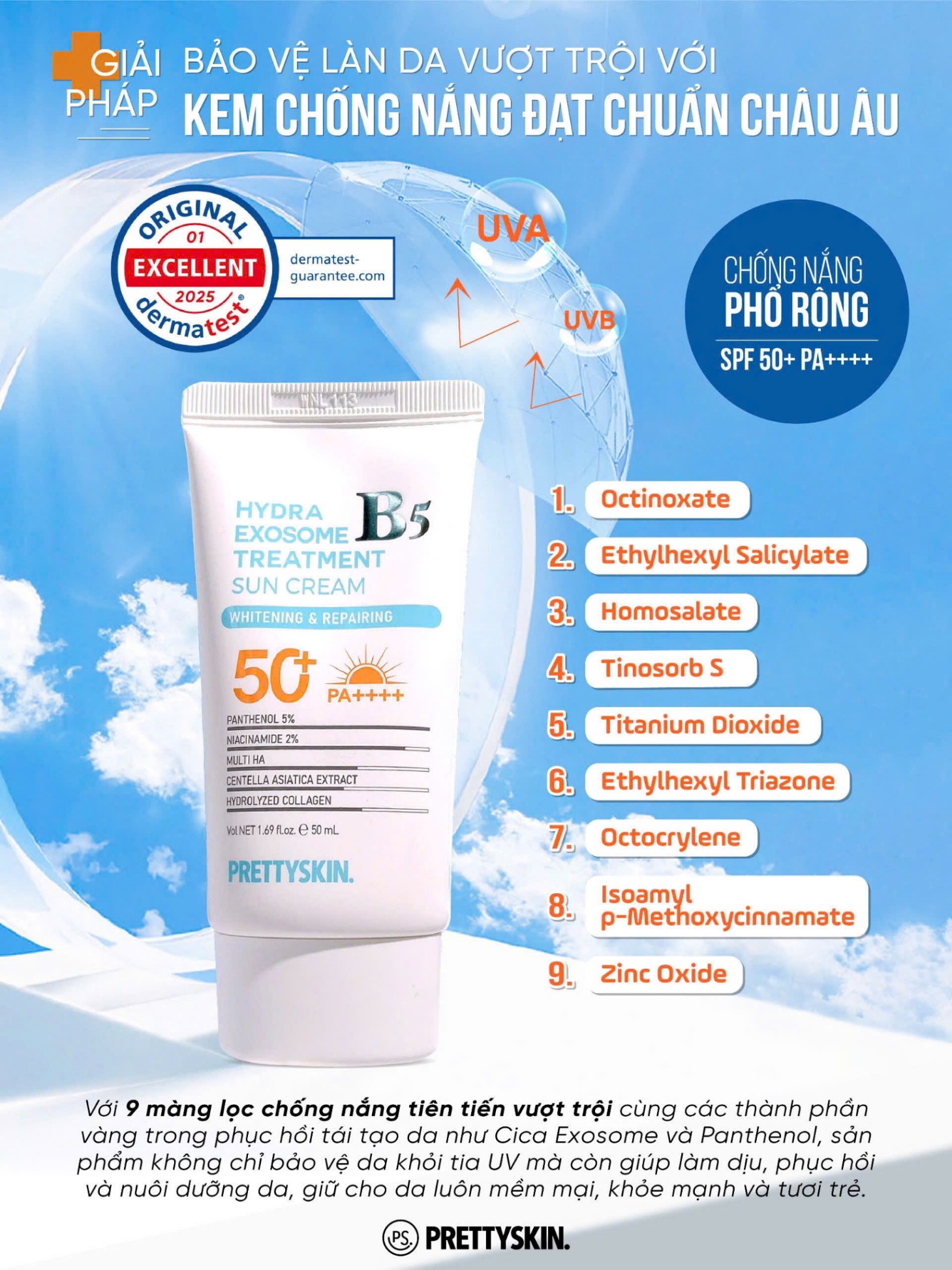 Kem chống nắng prettyskin b5 - xanh nhạt