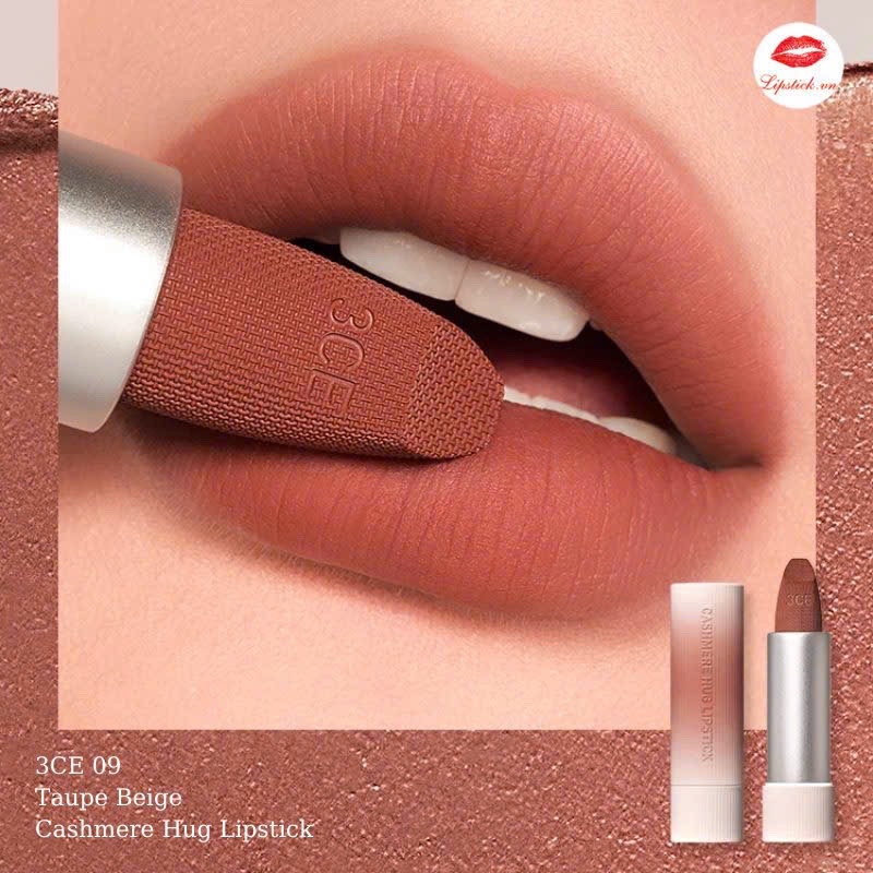 Son Thỏi Mềm Môi 3Ce Cashmere Hug Lipstick #09 Taupe Beige