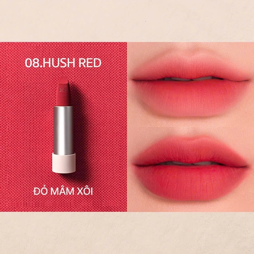 Son Thỏi Mềm Môi 3Ce Cashmere Hug Lipstick #08 Hush Red