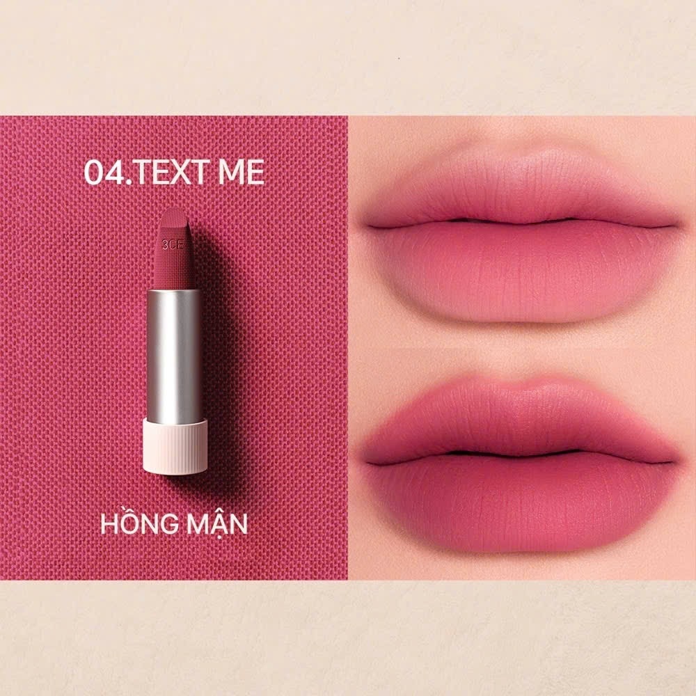 Son Thỏi Mềm Môi 3Ce Cashmere Hug Lipstick #04 Text Me