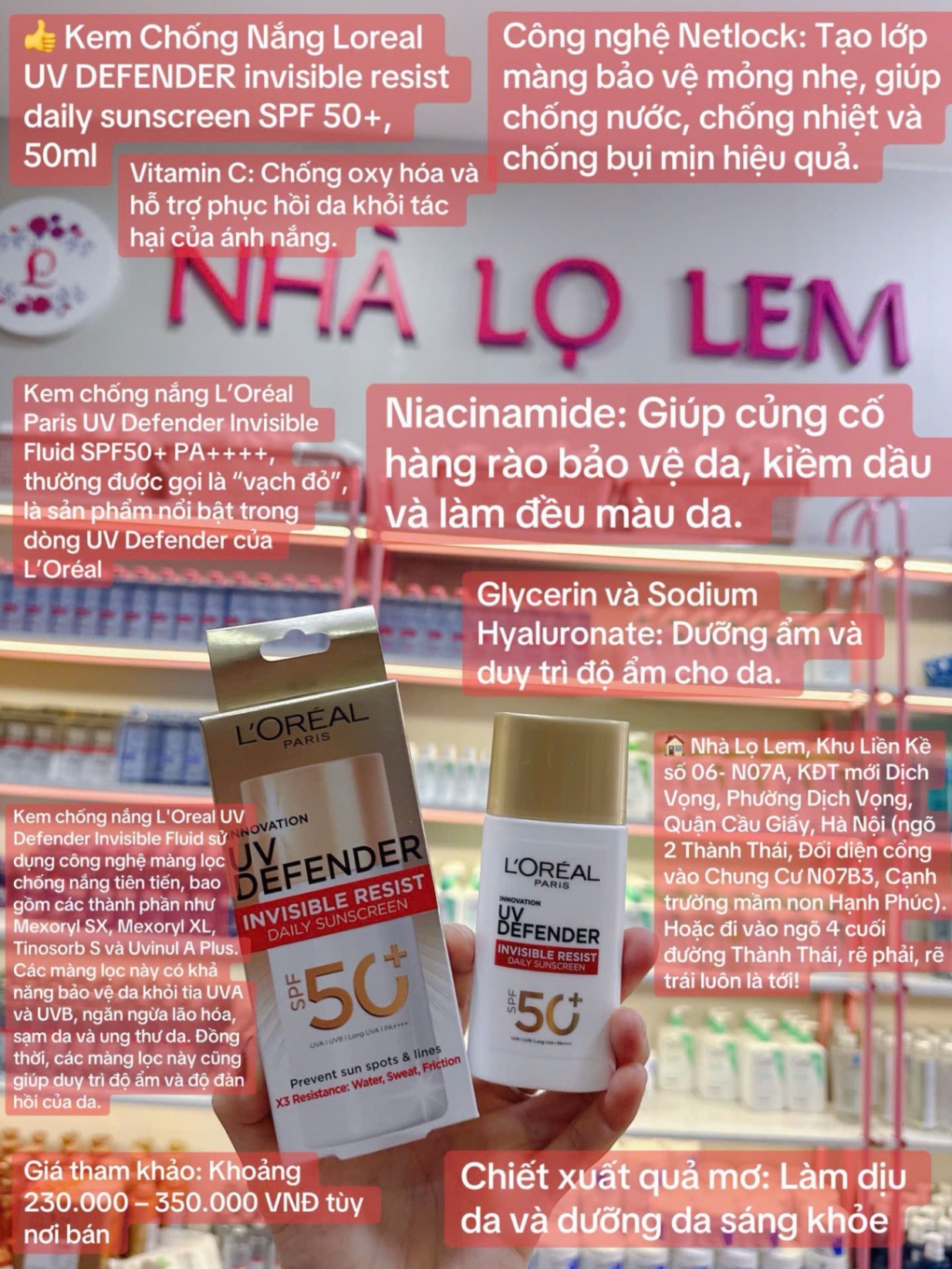 Kem Chống Nắng Loreal UV DEFENDER invisible resist daily sunscreen SPF 50+ ( Vỏ Vàng)