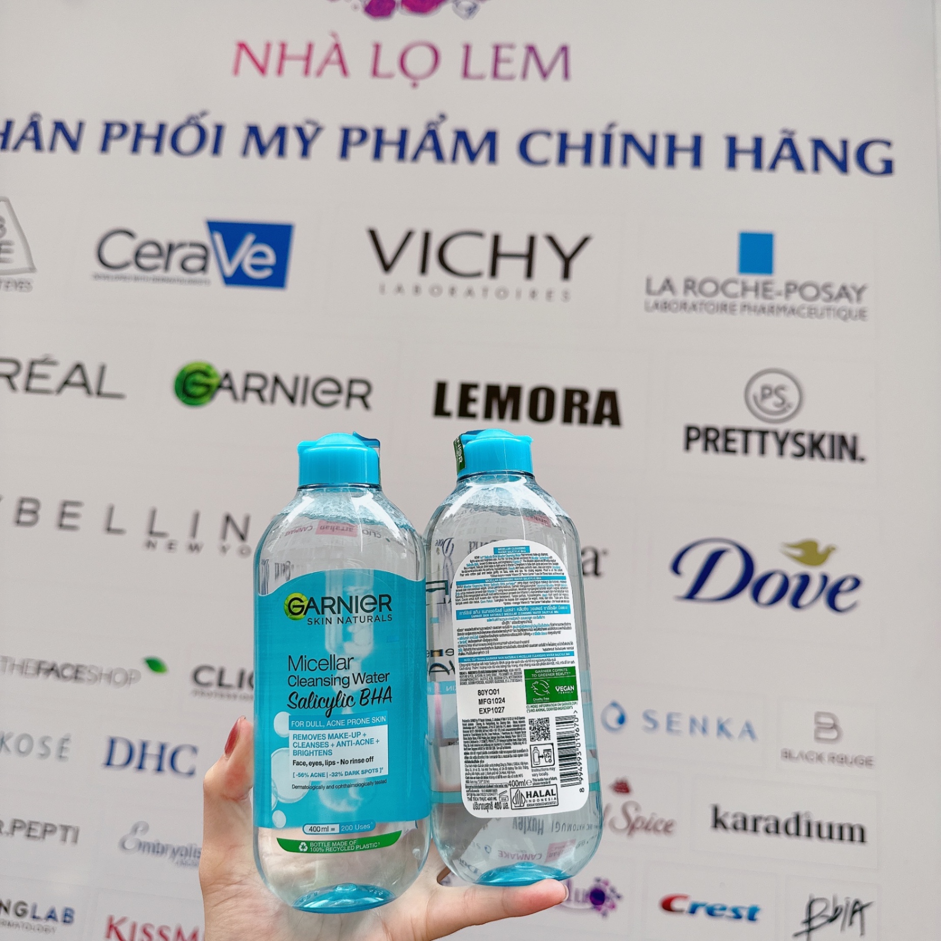 Tẩy Trang Garnier Pháp 400Ml  - Bha Da Dầu Mụn ( Hàng Công Ty)