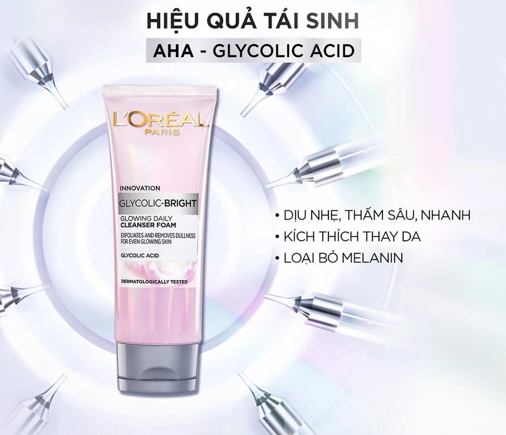 Sữa Rửa Mặt Loreal Glycolic + Niacinamide (Vỏ Hồng) tuýp 100ml