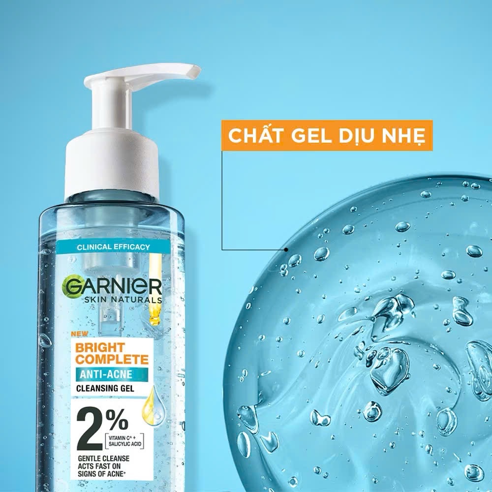 Sữa Rửa Mặt Garnier Bright complete ANTI ACNE 120ML  chai vòi, trị mụn