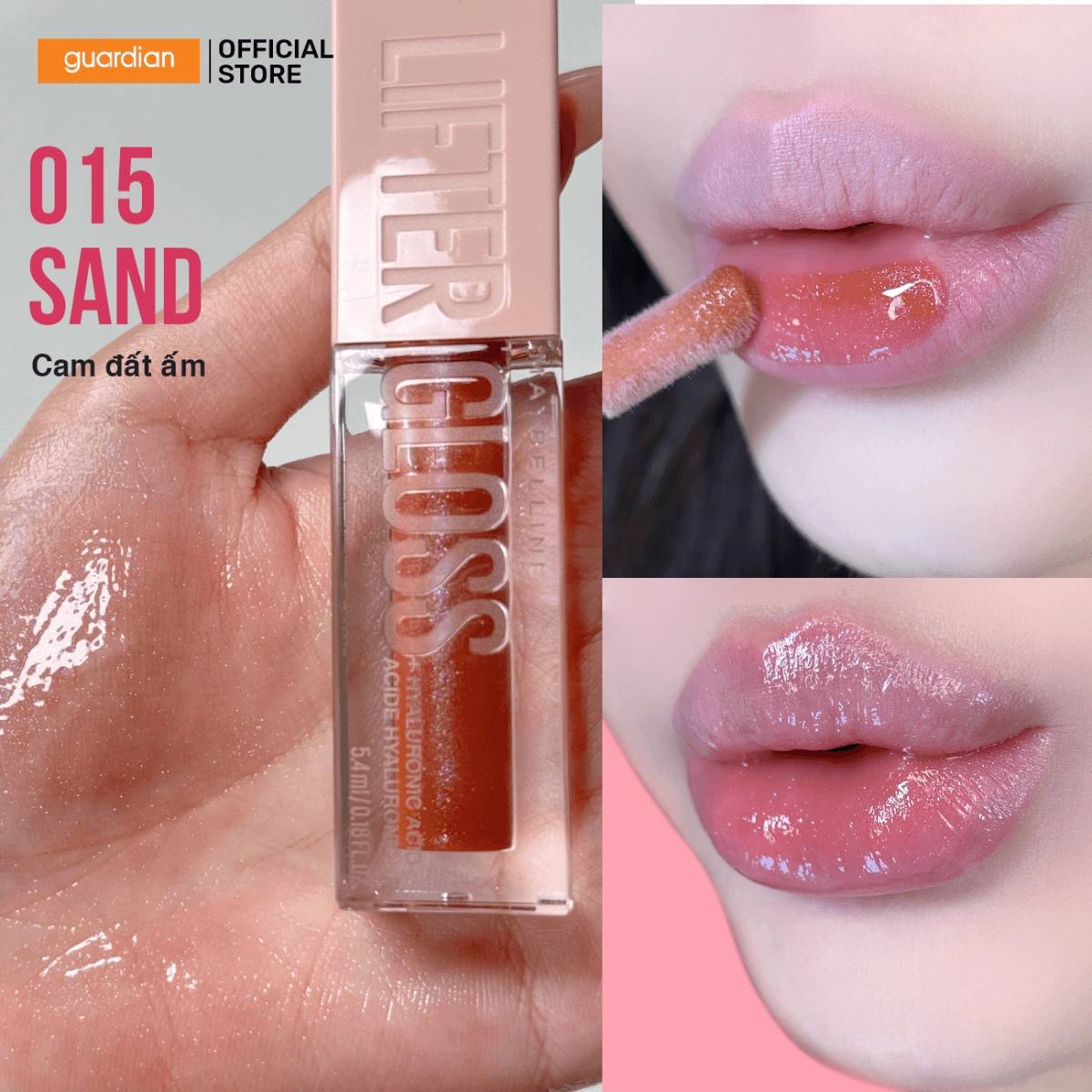 Son Bóng Maybelline Lifter Gloss #015 Sand Cam Đất Ấm