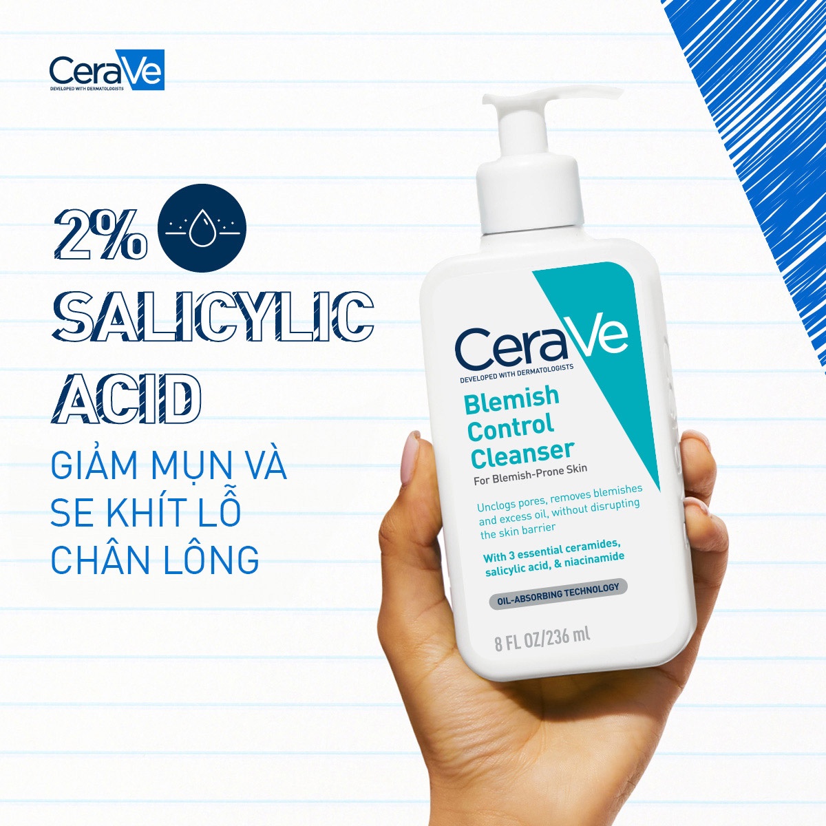 Sữa Rửa Mặt Trị Mụn Cerave Blemish Control Cleanser 473ml