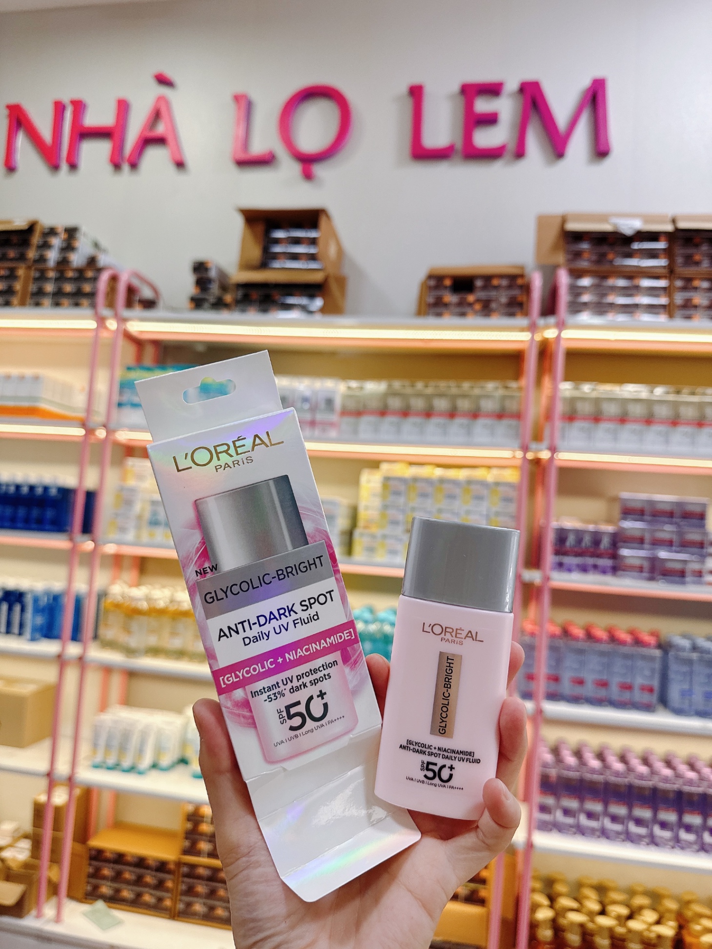 Kem Chống Nắng Loreal Glycolic Niacinamide (Vỏ Hồng)
