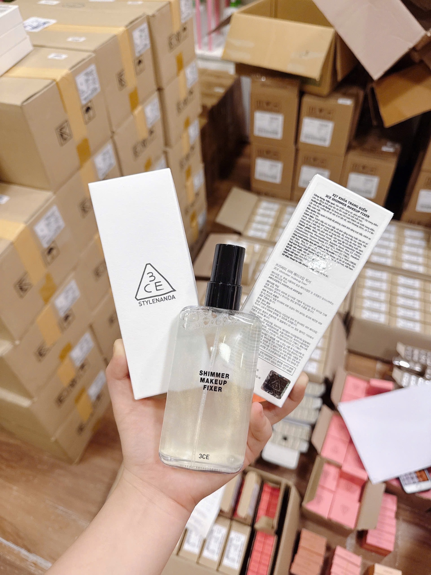 Xịt Khoá Nền 3CE Shimmer Makeup Fixer 95ml