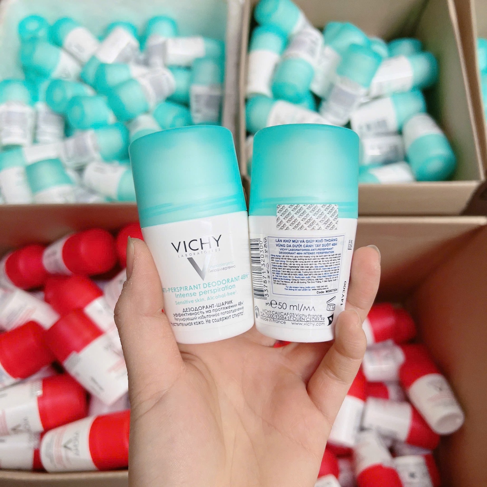 (Hàng Công Ty)Lăn Nách Vichy Pháp 50Ml - Xanh