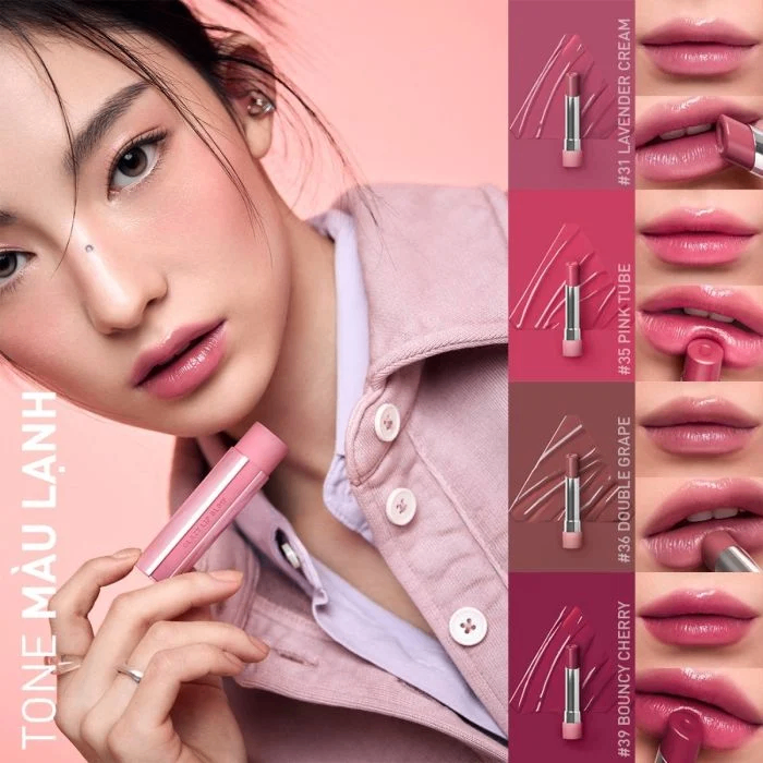Son Dưỡng 3CE Glazy Lip Glow #37 Raspberry Coated