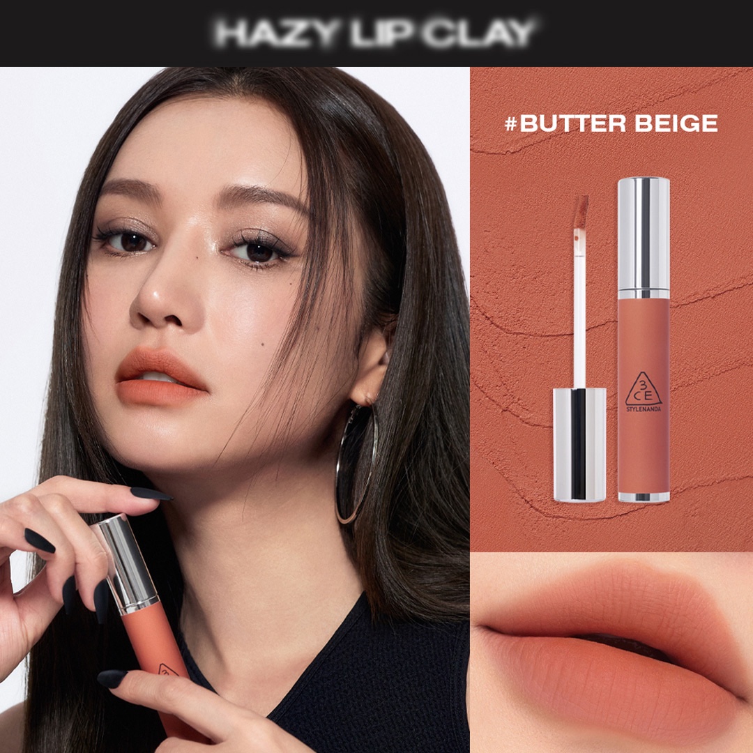 Son Kem Bùn 3CE Hazy Lip Clay 4G #Butter Beige