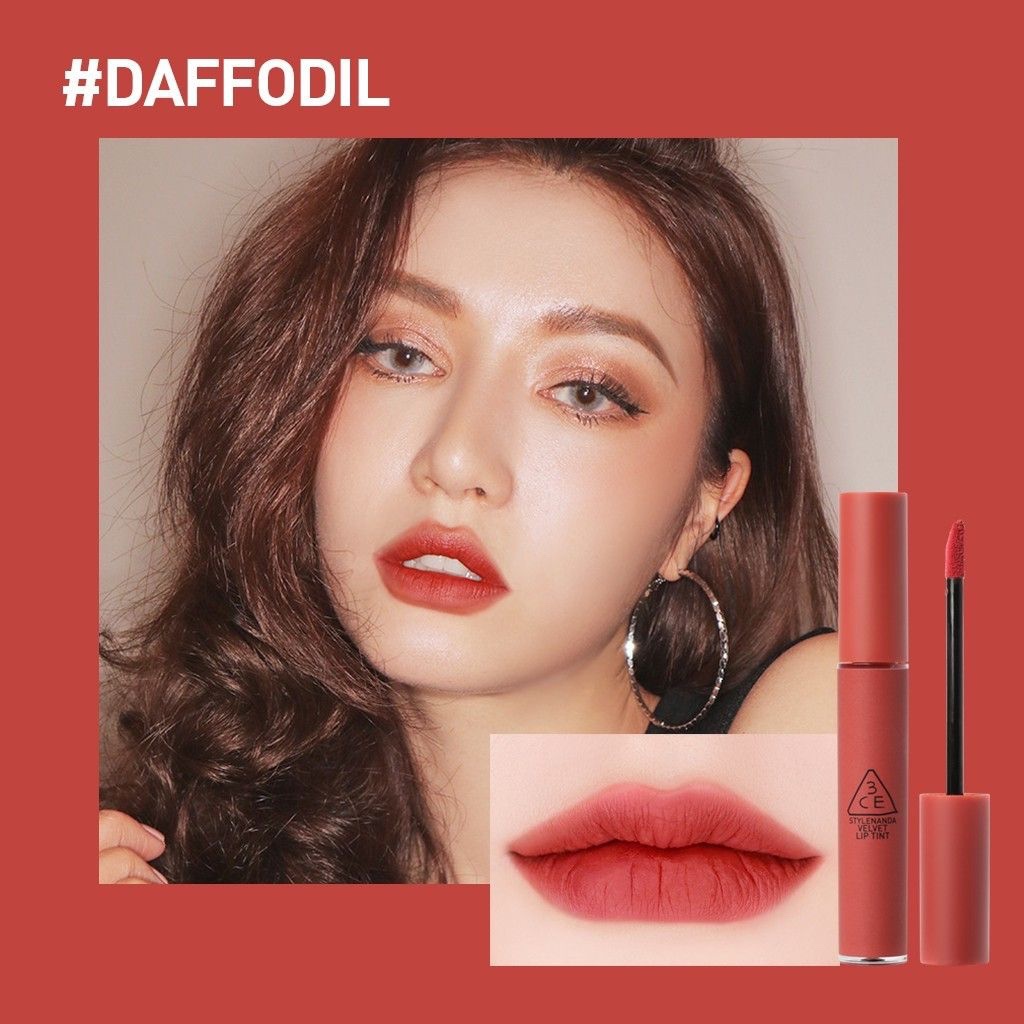 Son Kem Lì 3CE Velvet Lip Tint #Daffodil – Màu Đỏ Nâu Đất