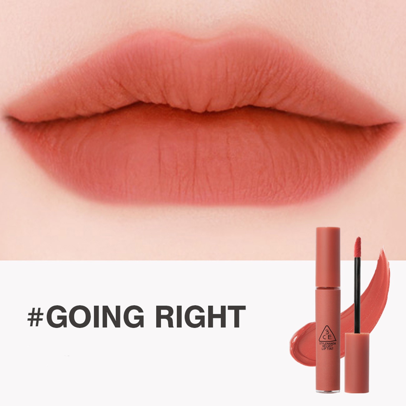 Son Kem Lì 3Ce Velvet Lip Tint #Going Right Hồng Đất 4G ( Hồng Cam cá hồi)