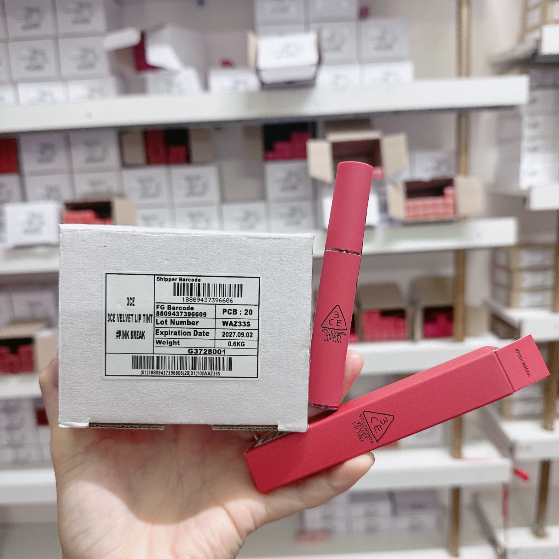 Son Kem 3CE Velvet Lip Tint #Pink Break - Hồng Đào 4G