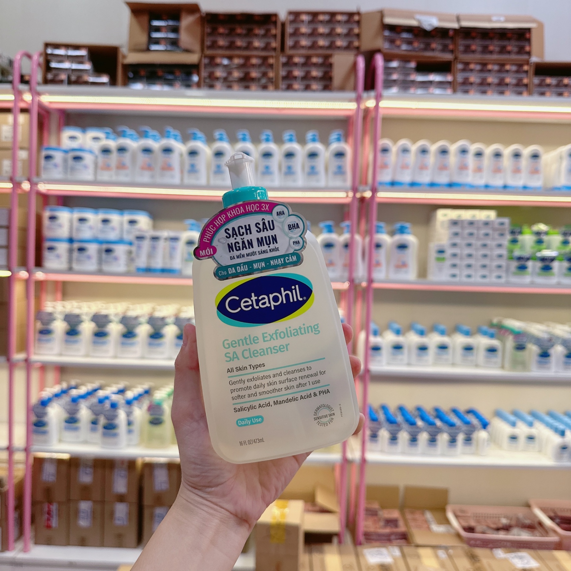 Gel rửa mặt CETAPHIL Gentle Exfoliating SA Cleanser All Skin Types cho da thiên dầu, dễ mụn, nhạy cảm 473ml