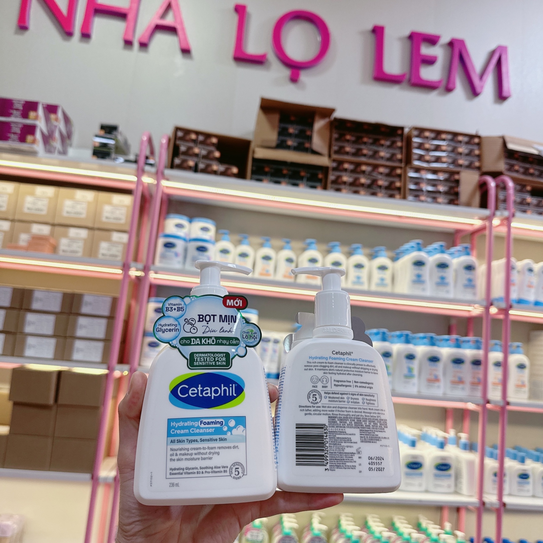 Sữa rửa mặt tạo bọt mịn dịu lành CETAPHIL HYDRATING FOAMING CREAM CLEANSER cho da thường đến da khô da nhạy cảm 236ml