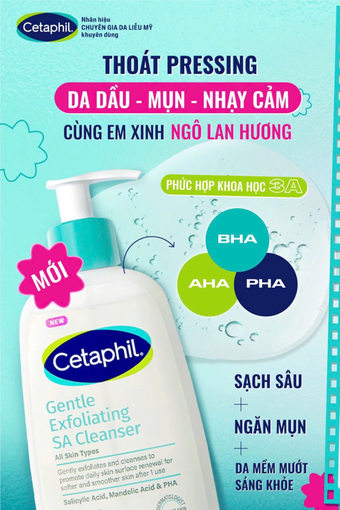 Gel rửa mặt CETAPHIL Gentle Exfoliating SA Cleanser All Skin Types cho da thiên dầu, dễ mụn, nhạy cảm 473ml