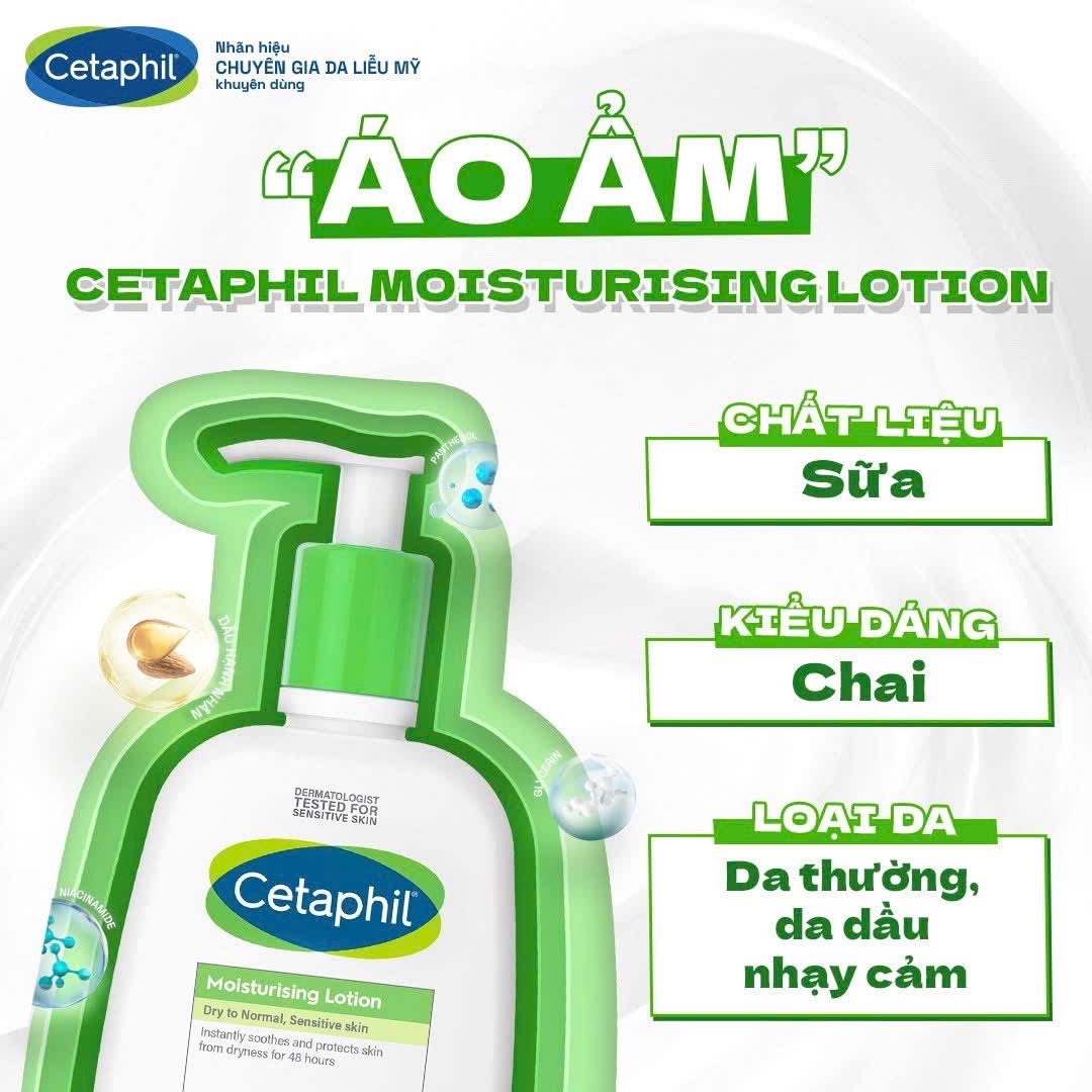 Kem dưỡng ẩm CETAPHIL MOISTURISING CREAM dry to very dry, Sensitive skin cho da khô đến rất khô, nhạy cảm 237ml