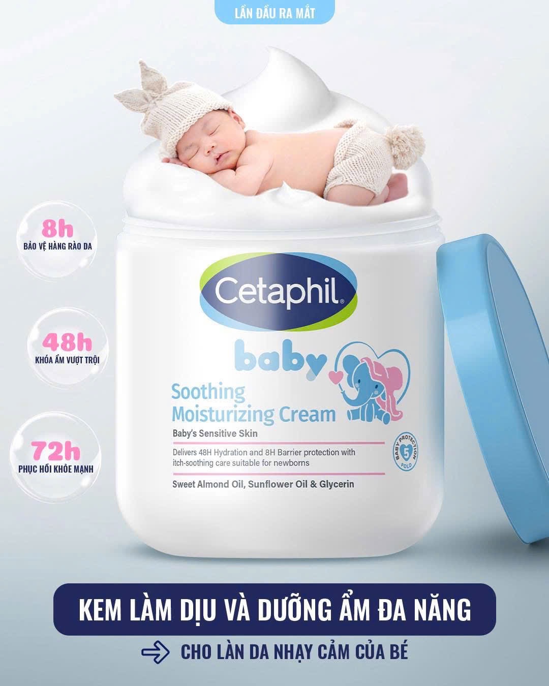 Kem dưỡng ẩm và làm dịu da bé CETAPHIL BABY SOOTHING MOISTURISING CREAM 566g