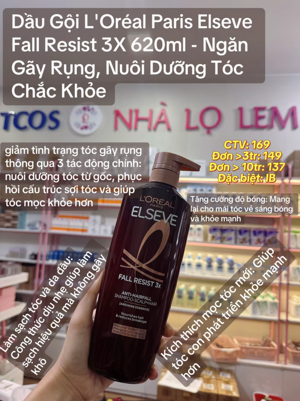 Dầu Gội L'oreal Elseve Fall Resist 3X 620ml