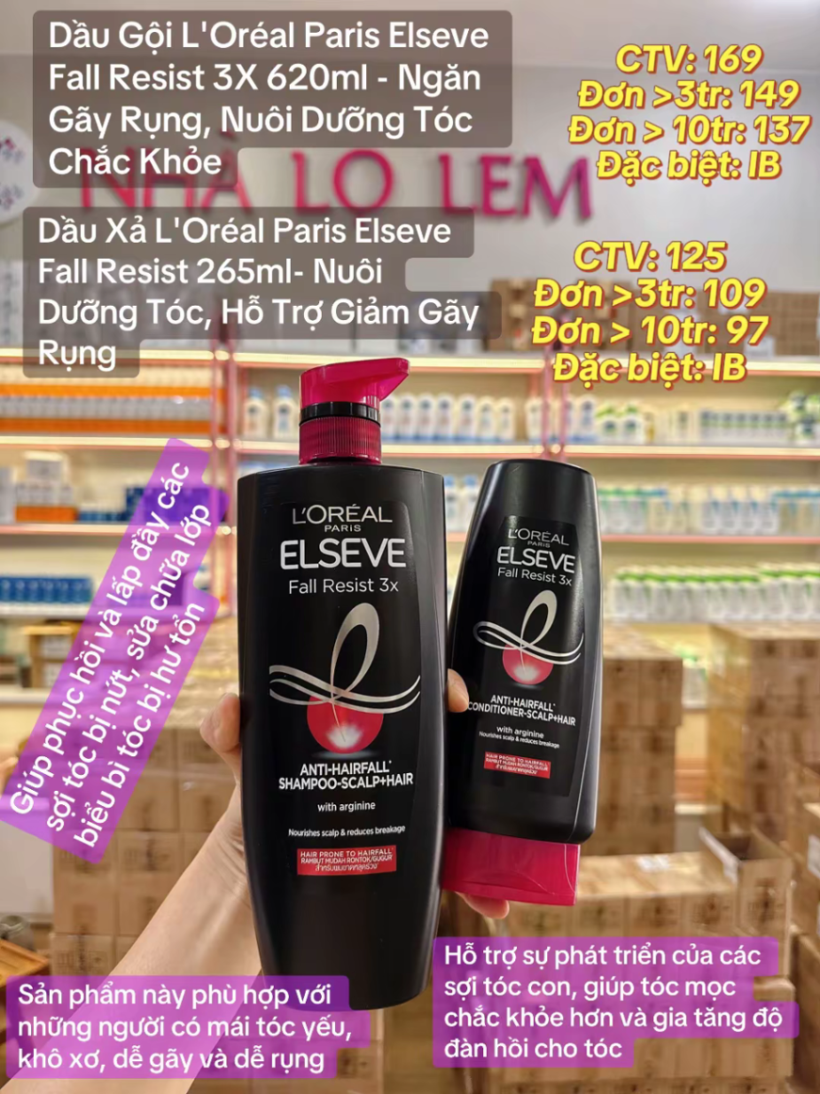 Dầu Gội L'oreal Elseve Fall Resist 3X 620ml