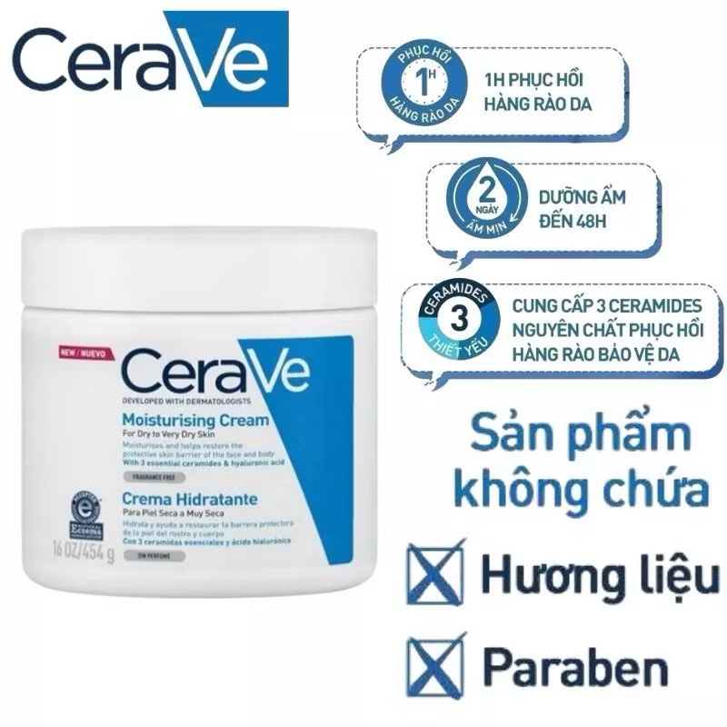 Kem Dưỡng Ẩm Cerave Developed With Dermatologists Moisturising Cream 340G