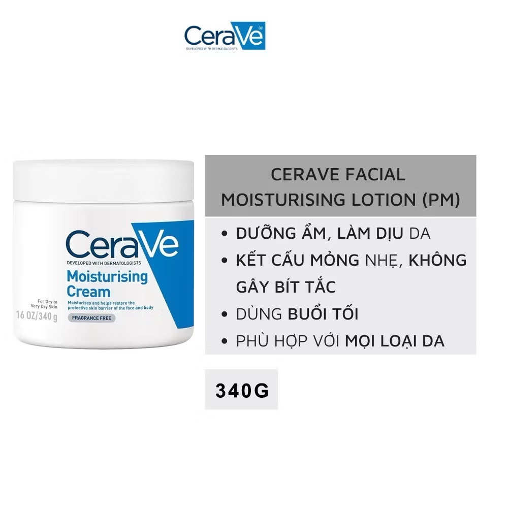 Kem Dưỡng Ẩm Cerave Developed With Dermatologists Moisturising Cream 340G