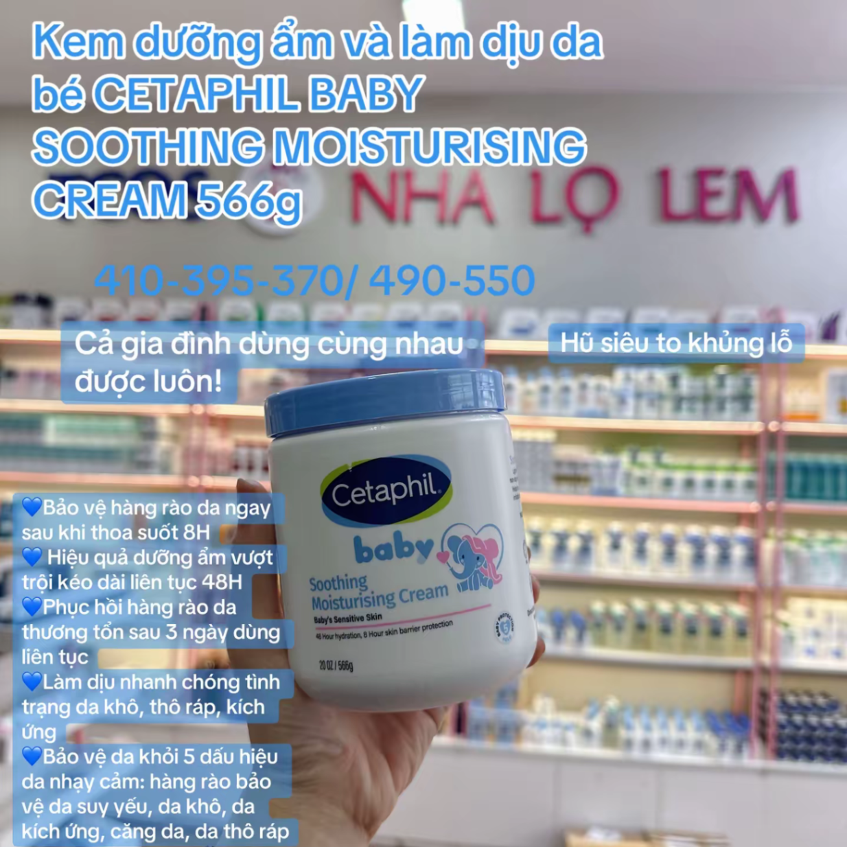 Kem dưỡng ẩm và làm dịu da bé CETAPHIL BABY SOOTHING MOISTURISING CREAM 566g