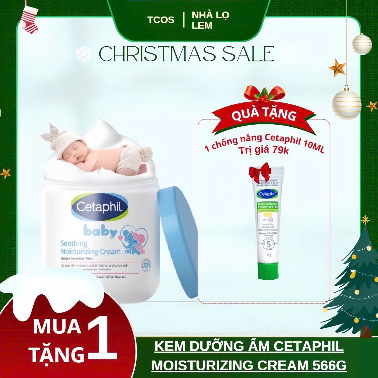 Kem dưỡng ẩm và làm dịu da bé CETAPHIL BABY SOOTHING MOISTURISING CREAM 566g