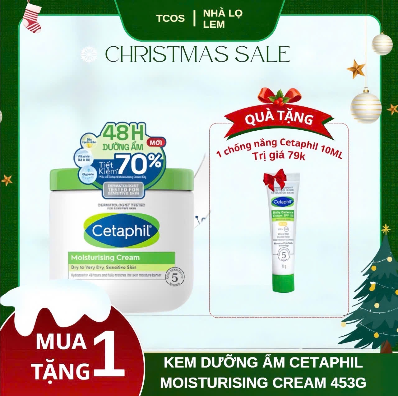 Kem dưỡng ẩm CETAPHIL Moisturising Cream Dry To Very Dry, Sensitive Skin cho da khô đến rất khô, nhạy cảm 453g